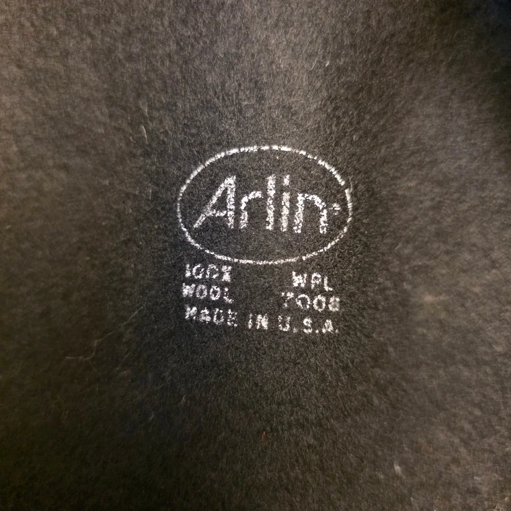 Arlin Vintage Black 100% Wool Wide Brim Felt Hat Chin‎ Strap Sombrero Cowboy USA